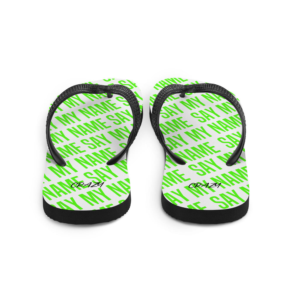 Unisex Flip Flops "SAY MY NAME" Neon Green