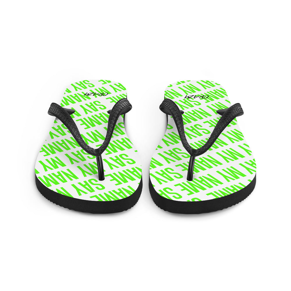 Unisex Flip Flops "SAY MY NAME" Neon Green