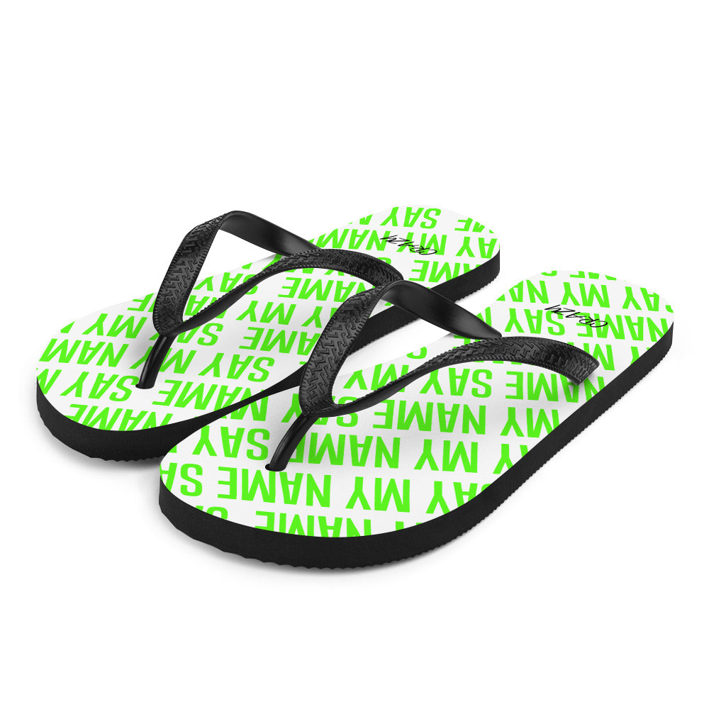 Unisex Flip Flops "SAY MY NAME" Neon Green