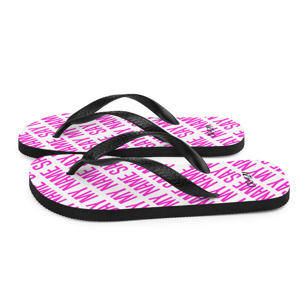 Unisex Flip Flops "SAY MY NAME" Neon Pink