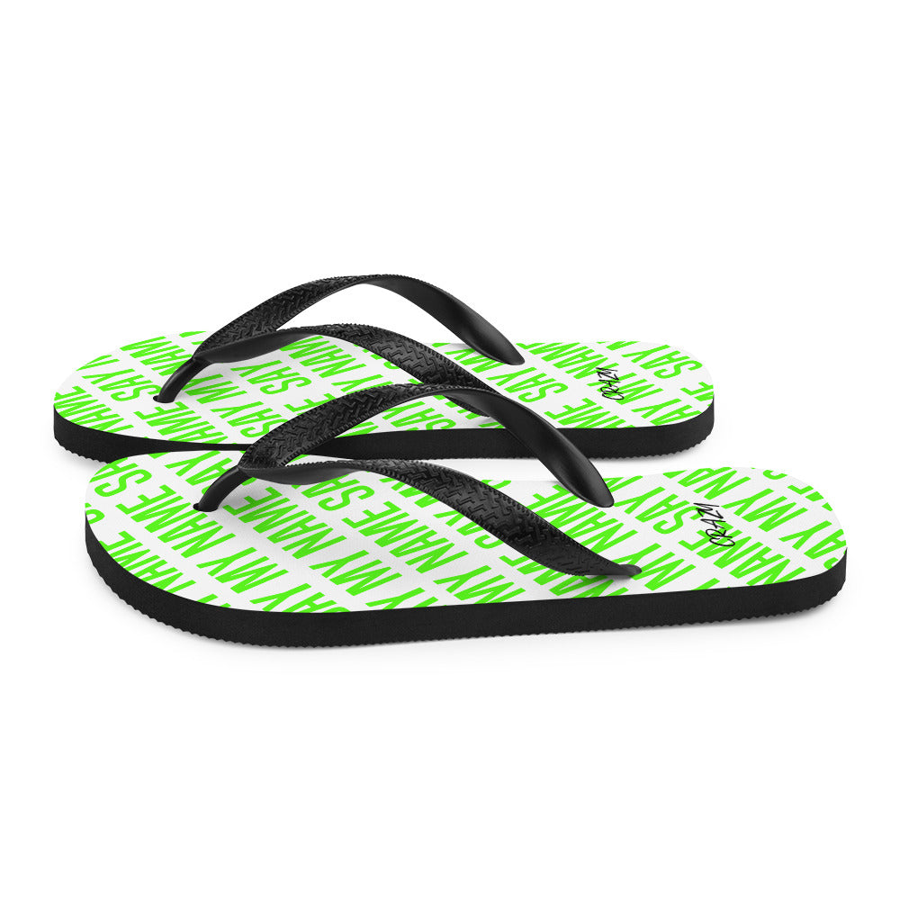 Unisex Flip Flops "SAY MY NAME" Neon Green