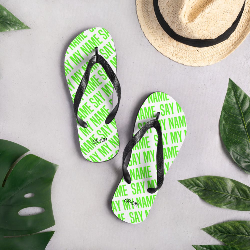 Unisex Flip Flops "SAY MY NAME" Neon Green