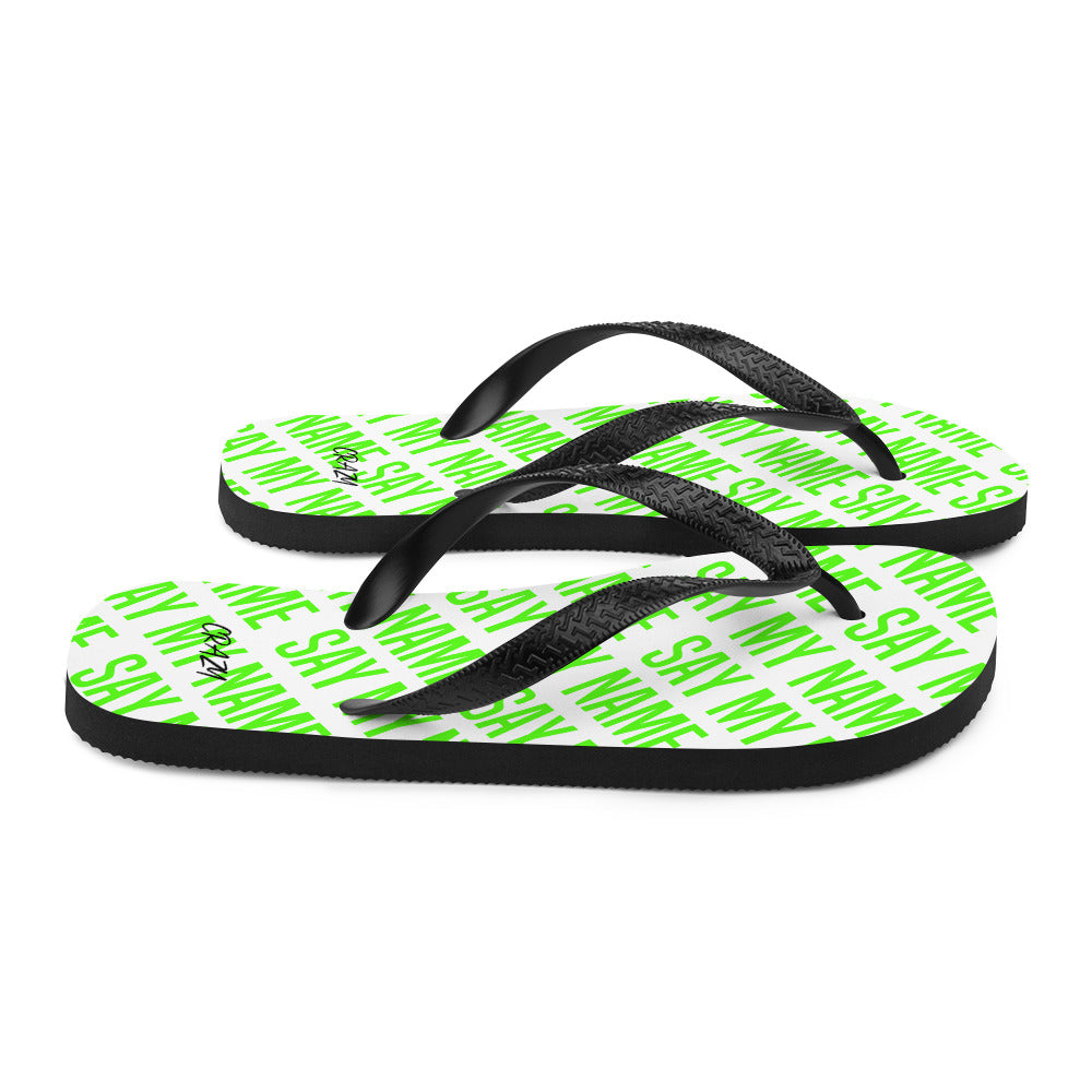 Unisex Flip Flops "SAY MY NAME" Neon Green