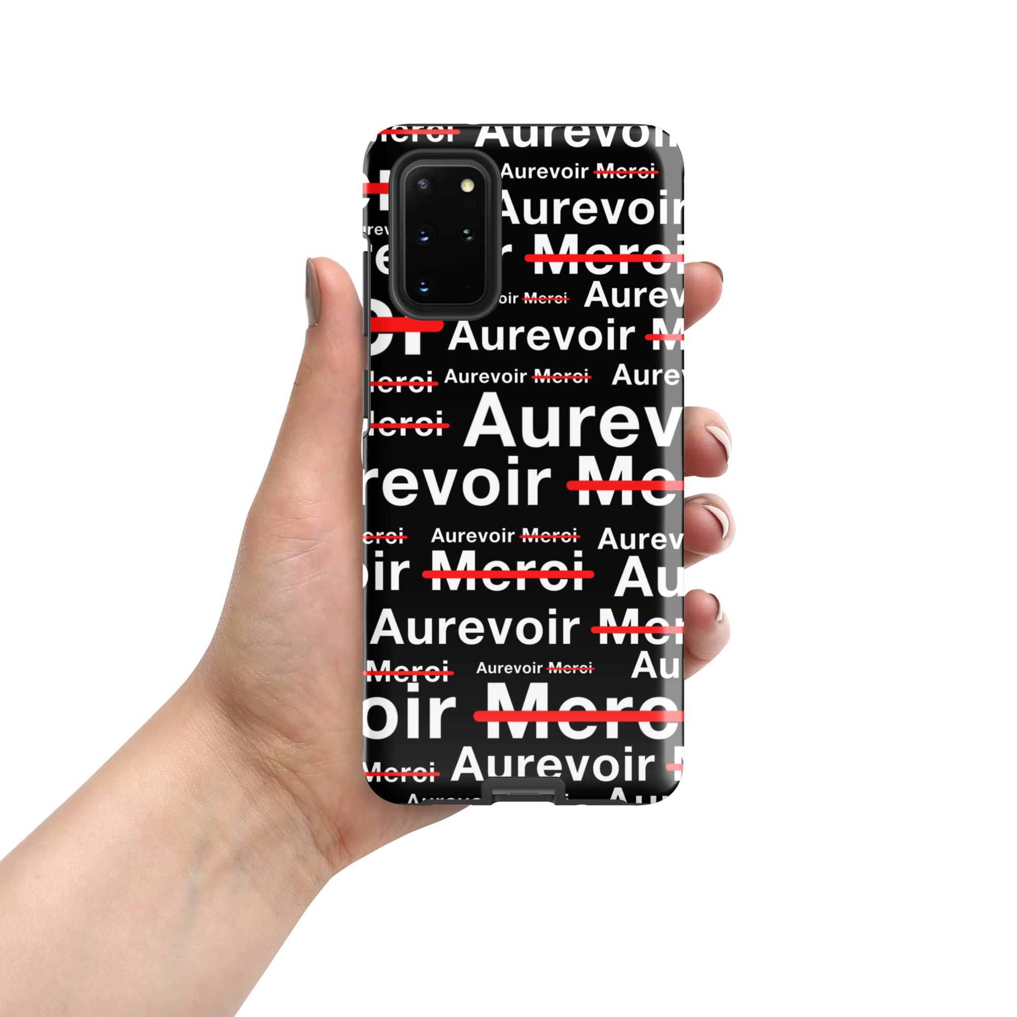 Zwart hoesje "AUREVOIR MERCI" voor Samsung®