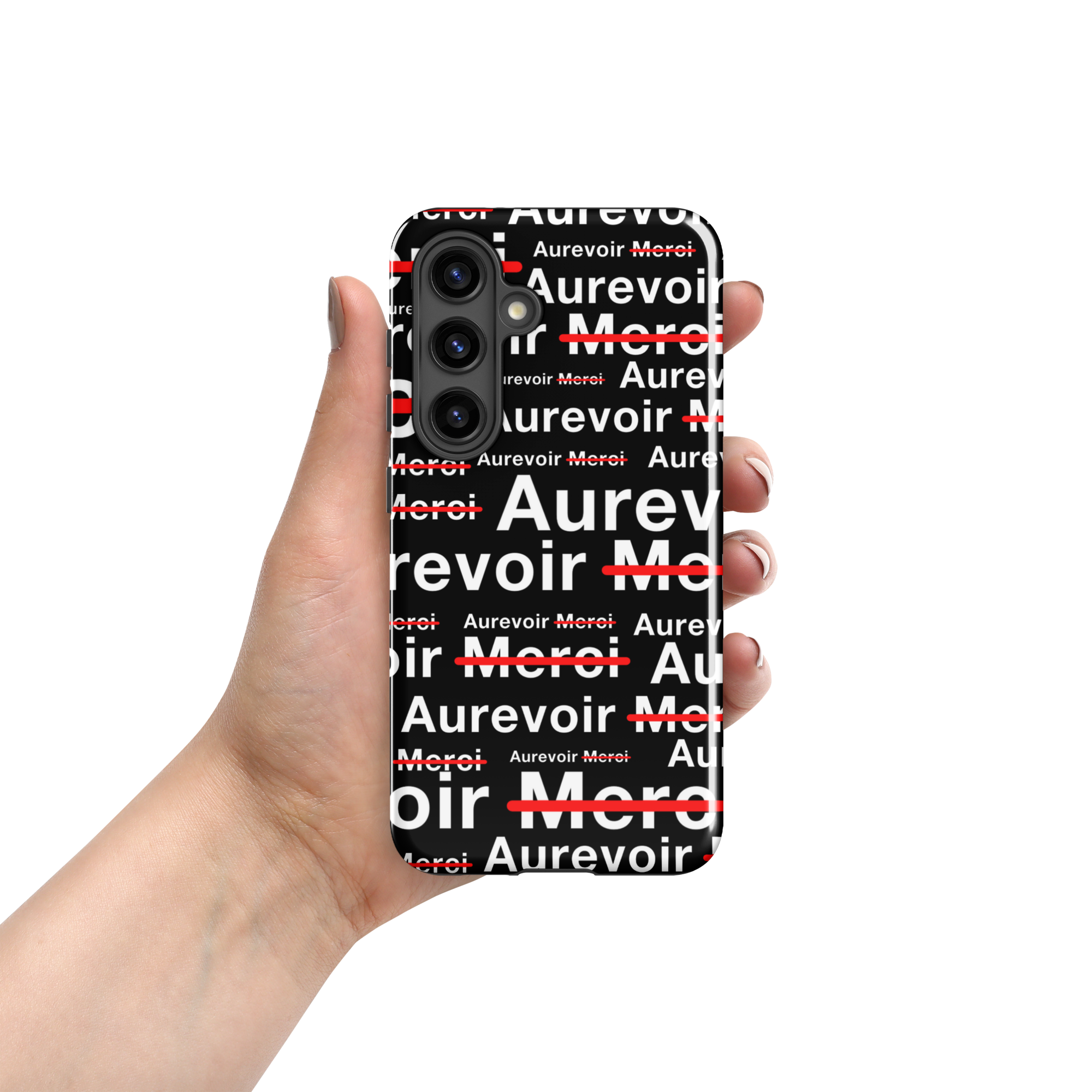 Zwart hoesje "AUREVOIR MERCI" voor Samsung®