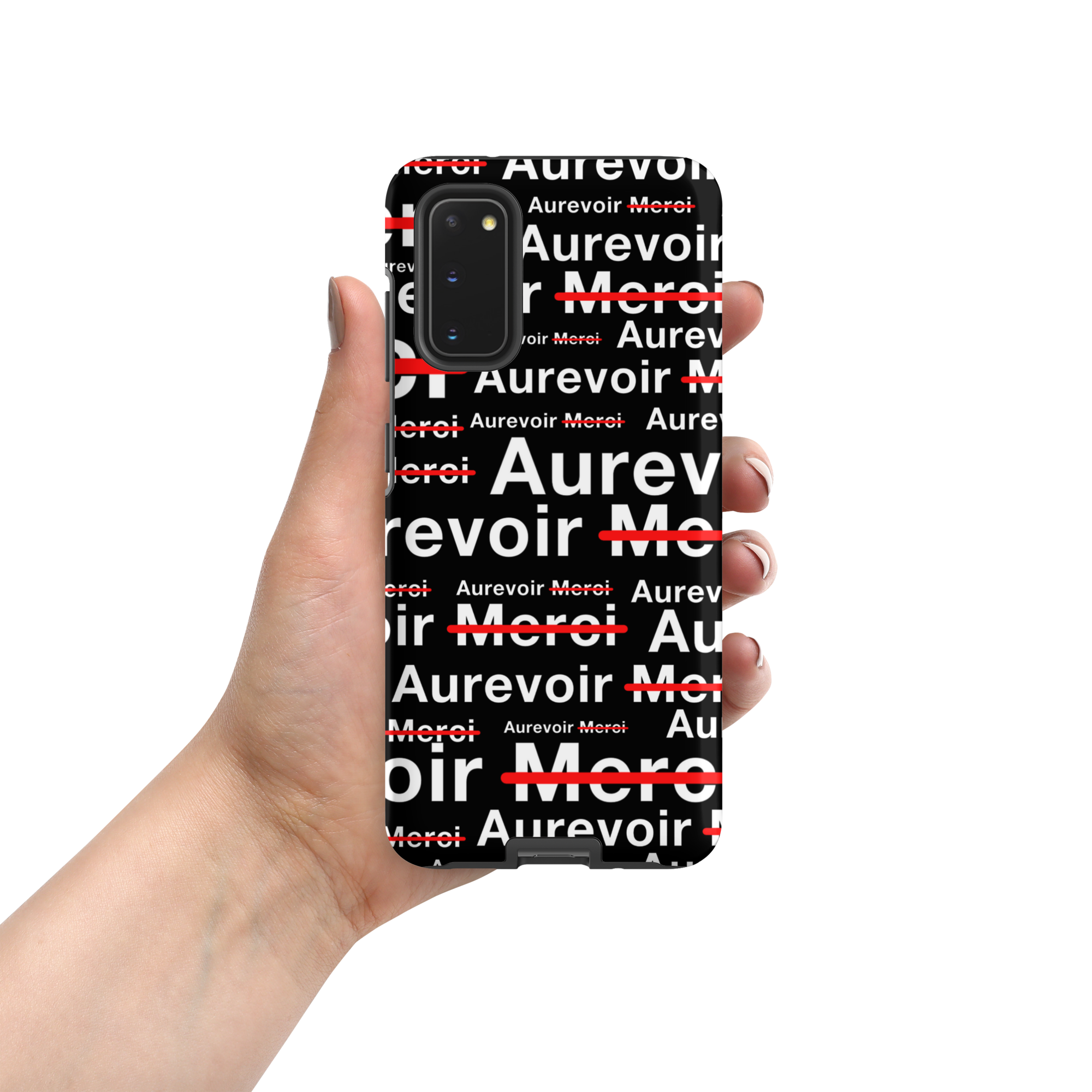 Zwart hoesje "AUREVOIR MERCI" voor Samsung®