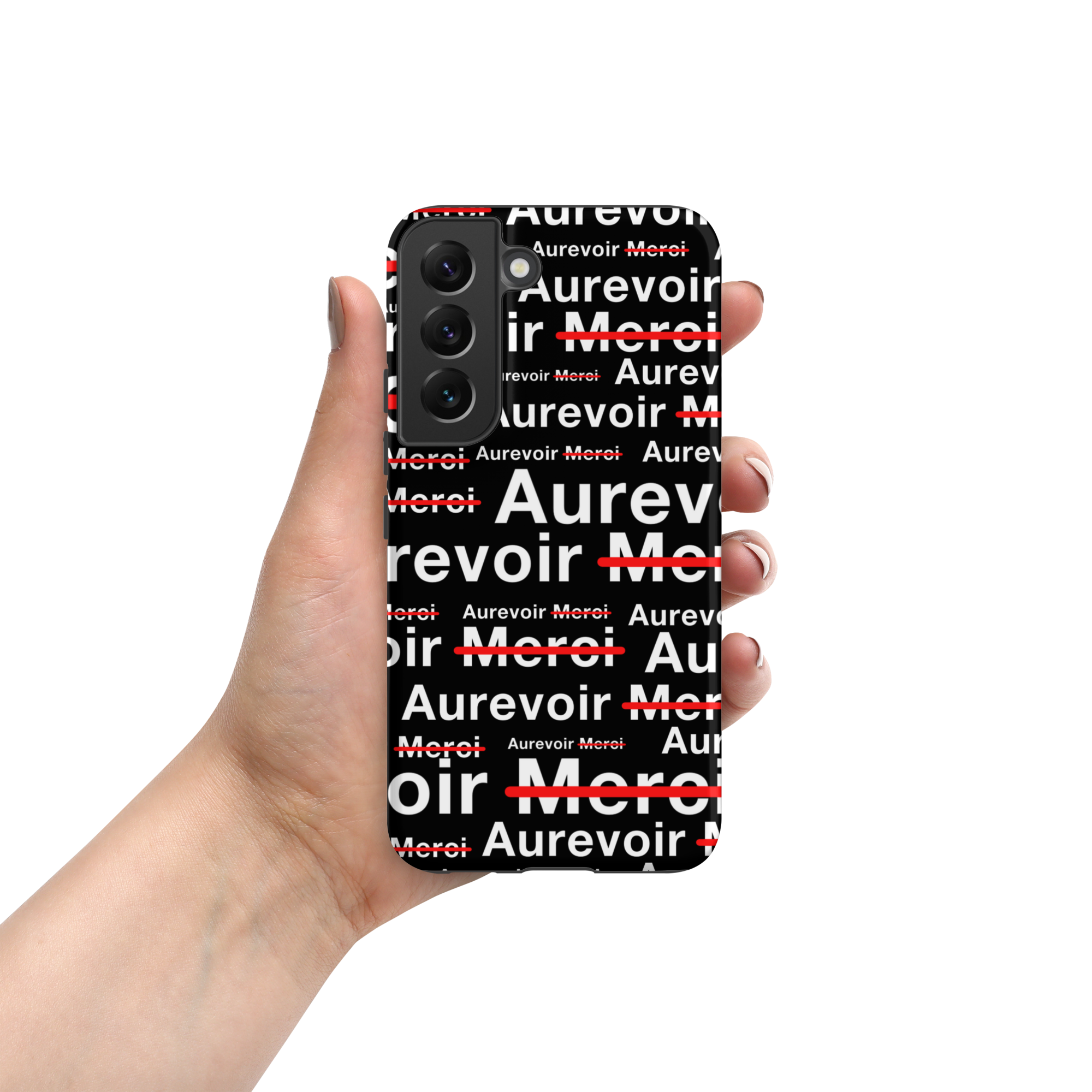 Zwart hoesje "AUREVOIR MERCI" voor Samsung®