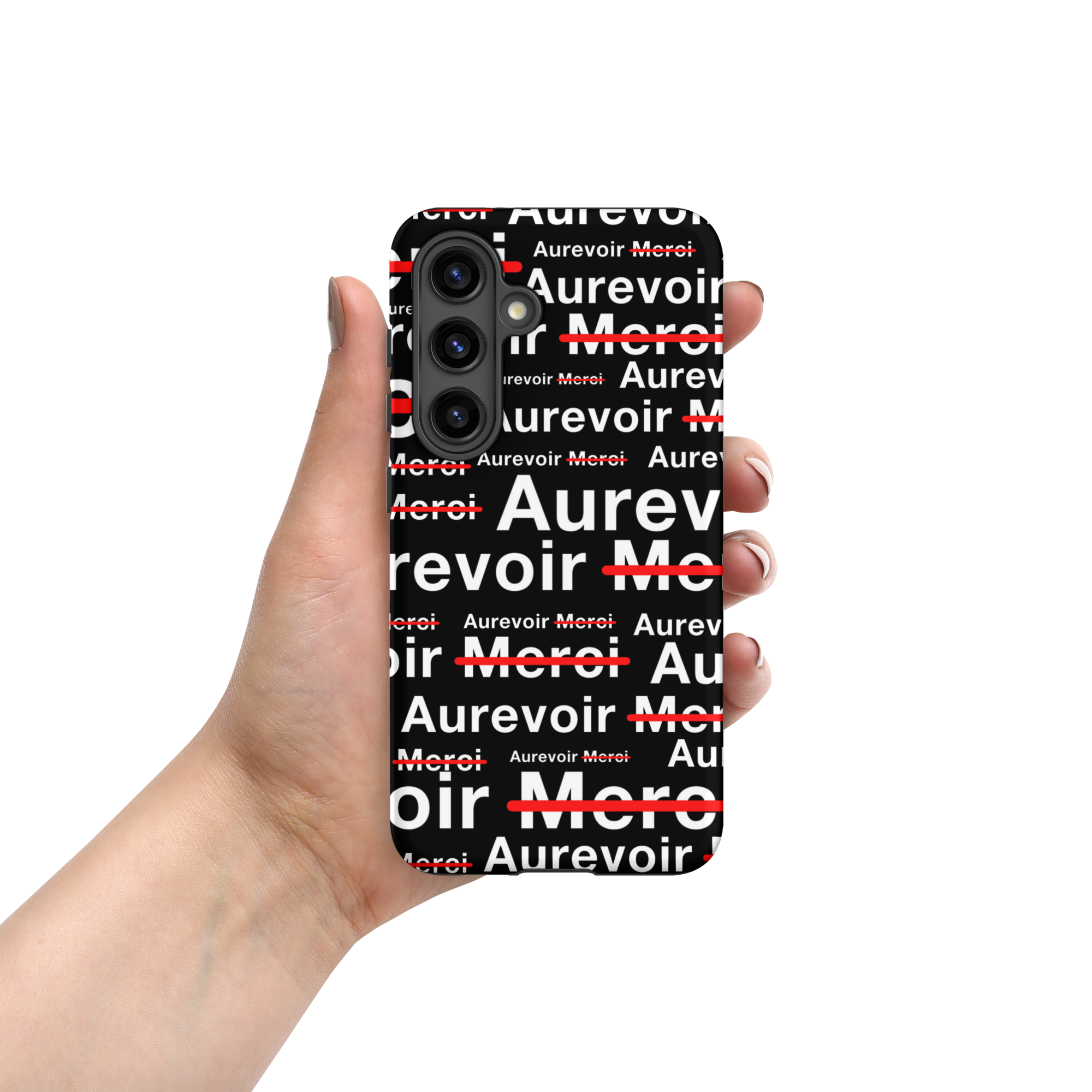 Zwart hoesje "AUREVOIR MERCI" voor Samsung®